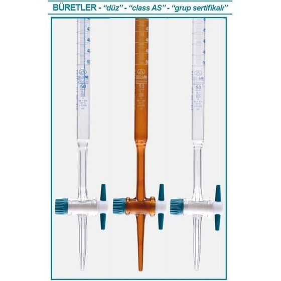 solab 018 01 050 50 Ml D z Amber PTFE Musluklu As Kalite Beyaz Skala solab 018 01 050 50 Ml D z Amber PTFE Musluklu As Kalite Beyaz Skala