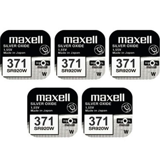 5 Pilas Sr920sw 371 Óxido De Plata 1.55v Maxell Reloj Alarma | Cuotas Sin Interés - Foto 8