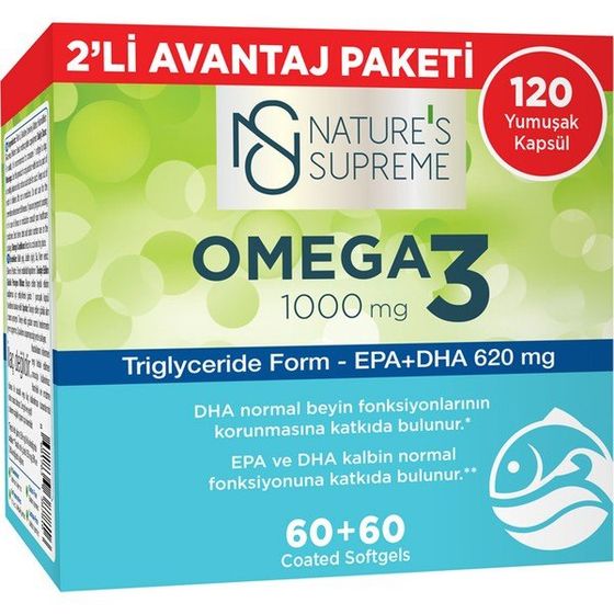 Visual Reference: Nature S Supreme Omega 3 1000 Mg 2X60 Kapsül Balık