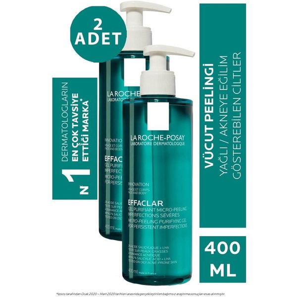 La Roche-Posay Effaclar Micro Peeling 2x400 ml Yüz Temizleme Jeli