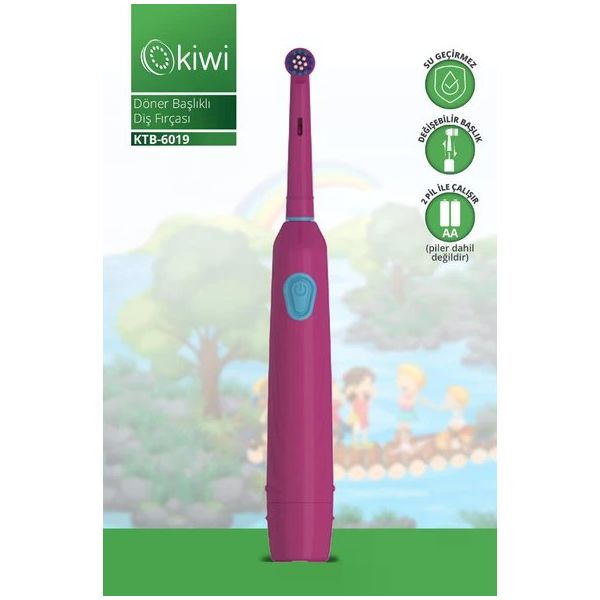 Kiwi KTB-6019 Döner Başlıklı Plak Giderici Pilli Beyaz Bordo Diş Fırçası