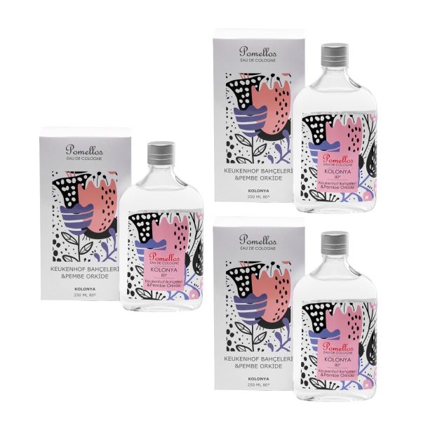 Pomellos Keukenhof Bahçeleri ve Pembe Orkide 3x250 ml Cam Şişe Kolonya