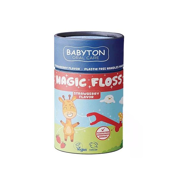 Babyton Magic Floss Çilek Aromalı 30 Adet Çocuklar İçin Diş İpi