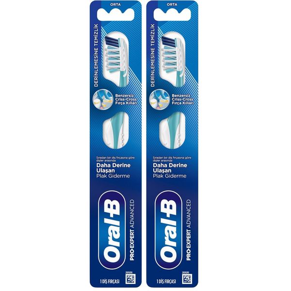 Oral-B Pro Expert Advanced Derinlemesine Temizlik 2'li Orta Sertlik Diş Fırçası
