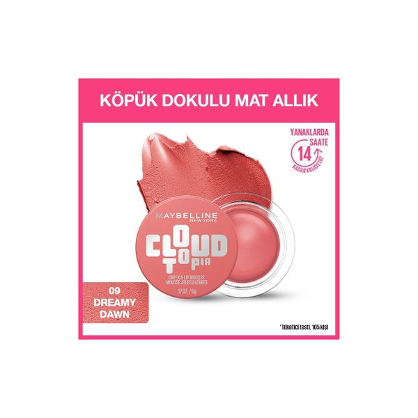 Maybelline New York Cloudtopia 09 Dreamy Dawn Köpük Dokulu Mat Allık