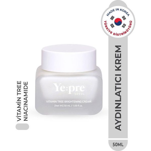 Ye:pre Vitamin Tree Brightening Cream Niacinamide Kore 50 ml Aydınlatıcı Cilt Tonu Eşitleyici Nemlendirici