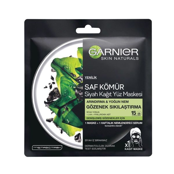 Garnier Gözenek Sıkılaştırıcı Saf Kömür Siyah Kağıt Yüz Maskesi