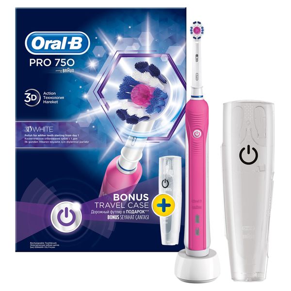 Oral-B Pro 750 Cross Action Pembe Şarj Edilebilir Diş Fırçası