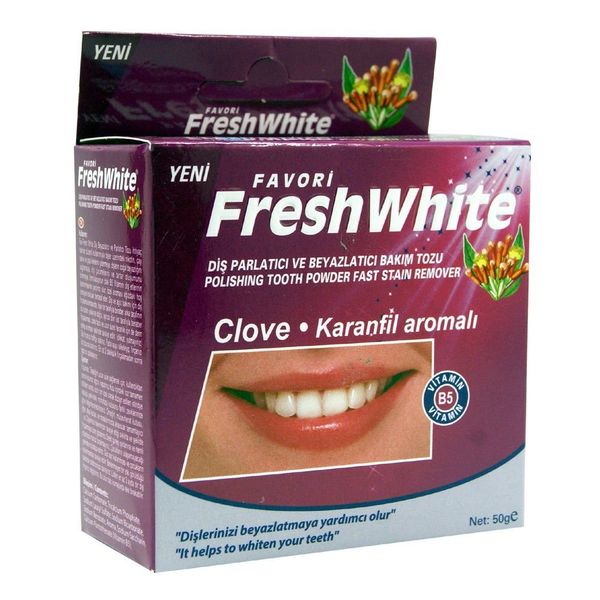 Fresh White 50 gr Diş Parlatıcı Ve Beyazlatıcı Bakım Tozu Karanfil Aromalı
