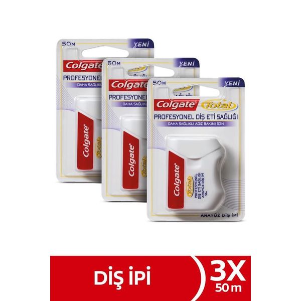 Colgate Total Profesyonel 3'lü 50 metre Diş Eti Sağlığı Arayüz Diş İpi