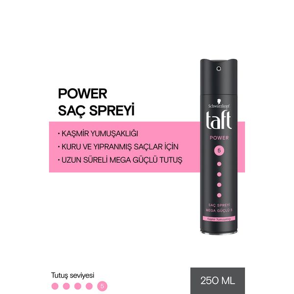 Taft Power Kaşmir 250 ml Mega Güçlü Tutuş 5 Saç Spreyi