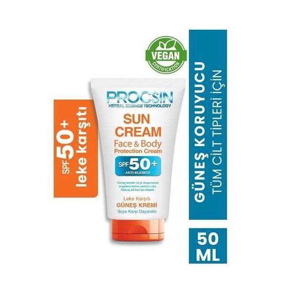 Procsin Yüz & Vücut SPF50+ Leke Karşıtı Güneş Kremi 50 ml
