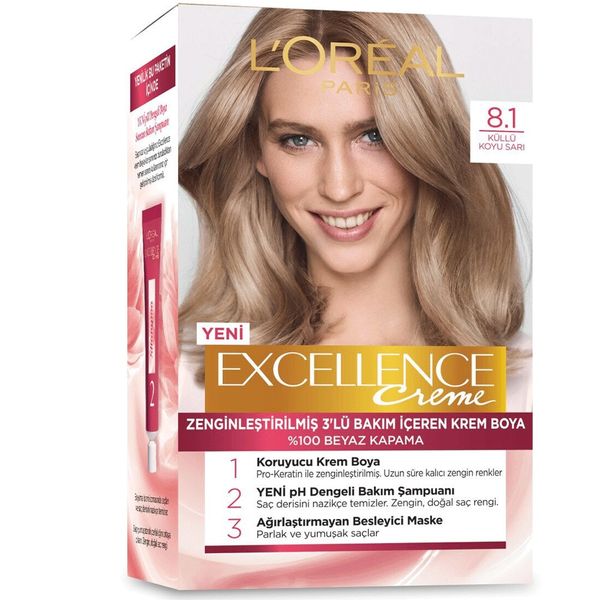Loreal Excellence Creme Koyu Sarı Küllü 8.1 Saç Boyası
