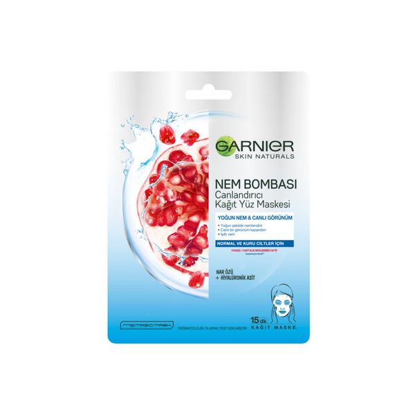 Garnier Nem Bombası Canlandırıcı Kağıt Normal & Kuru Ciltler için Yüz Maskesi