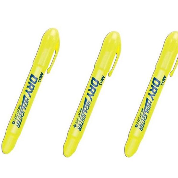 Amos Dry Highlighter Sarı 3 Adet Fosforlu Kalem