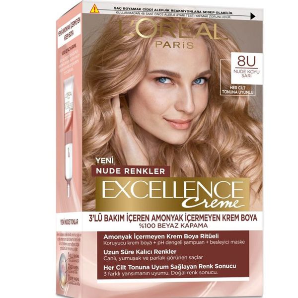 Loreal Paris Excellence Creme Nude 8U Nude Koyu Sarı Saç Boyası