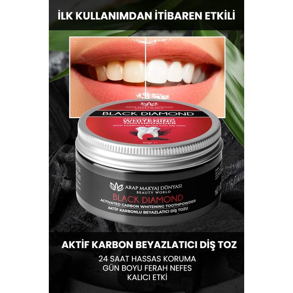 Arap Makyaj Dünyası 50 GR Black Diamond Aktif Karbon Diş Beyazlatma Tozu