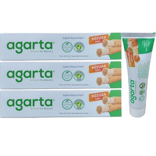 Agarta Doğal Misvak Özlü 3x100 ml Diş Macunu
