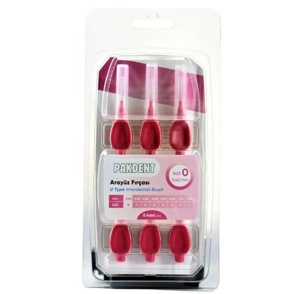 Pakdent 0.4 mm 6'lı Pembe Arayüz Fırçası