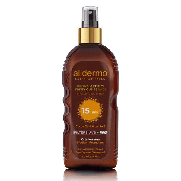 Alldermo 200 ml Güneş Yağı SPF 15 Sprey