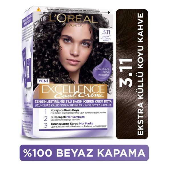 Loreal Paris Excellence Cool Creme 3.11 Ekstra Küllü Koyu Kahve Saç Boyası