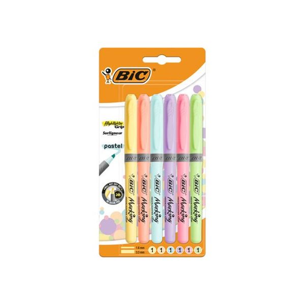 Bic Marking 6'lı Blister Pastel Highlighter Grip Markör Kalem