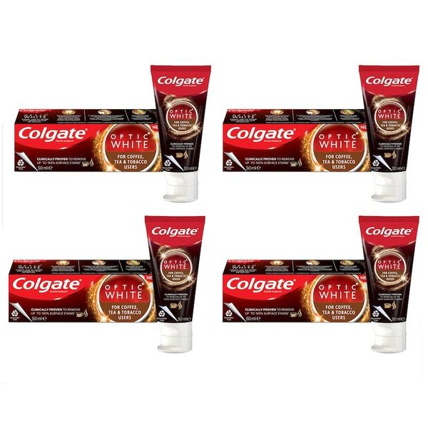 Colgate Optic White Kahve, Çay ve Tütün Kullananlar Için Beyazlatıcı 4x50 ml Diş Macunu