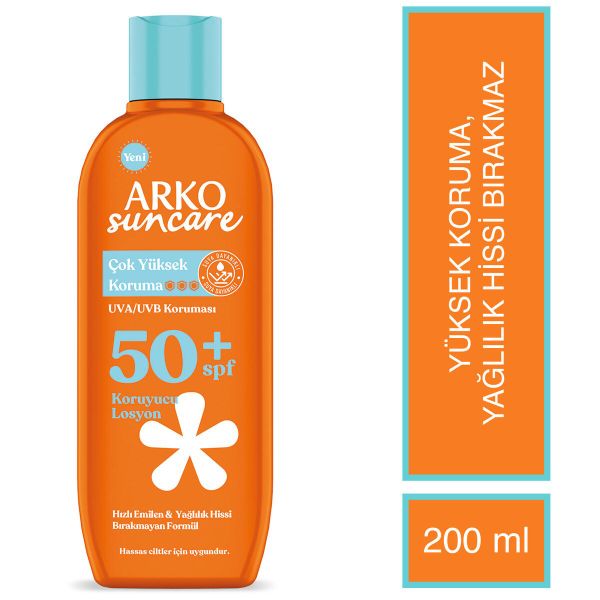 Arko Suncare SPF50+ Hassas Ciltler İçin Çok Yüksek Korumalı 200 ml Vücut Güneş Losyonu