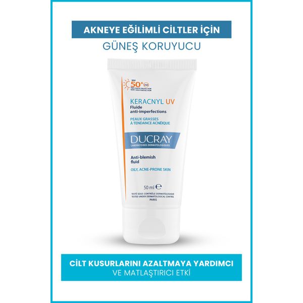 Ducray Keracnyl UV SPF 50 50 ml Akneye Eğilimli Yağlı Ciltler İçin Güneş Kremi