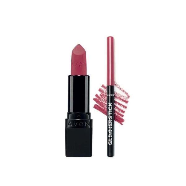 Avon Ultra Mat Mauve Matters Ruj + Glimmerstick Pink Bouquet Dudak Kalemi