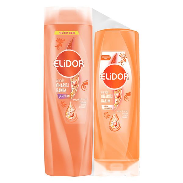 Elidor Superblend 400 ml Anında Onarıcı Bakım Saç Bakım Şampuanı+200 ml Serum Bakım Kremi
