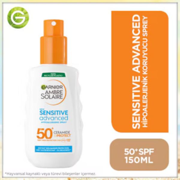 Garnier Ambre Solaire Sensitive SPF50+ 150 ml Advanced Hipoalerjenik Güneş Koruyucu Sprey