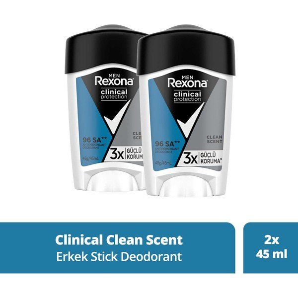 Rexona Men Clinical Protection Clean Scent 2x45 ML Stick Deodorant