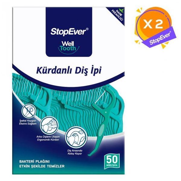 Stopever Well Tooth Nane Ferahlığı 2 x 50 Adet Kürdanlı Diş İpi