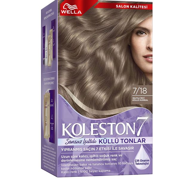 Koleston Kit Işıltılı İnci Küllü Kumral 7.18 Saç Boyası