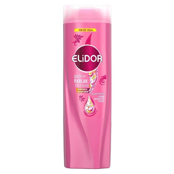 Elidor 400 ml Güçlü ve Parlak 2'si 1 Arada Şampuan ve Saç Bakım Kremi