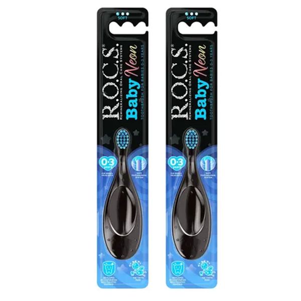 R.O.C.S. Baby Neon Ekstra Soft 0-3 Yaş 2'li Mavi Set Diş Fırçası