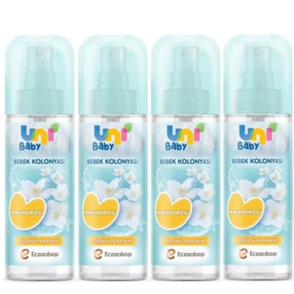 Uni Baby Çiçeksi Ferahlık 150 ml 4 Adet Nemlendiricili Bebek Kolonyası