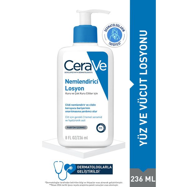 CeraVe Seramid ve Hyalüronik Asit İçerikli 236 ml Nemlendirici Yüz ve Vücut Losyonu