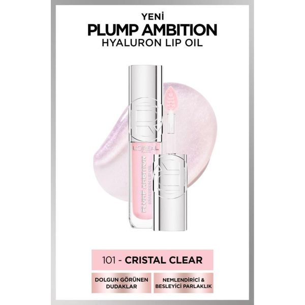 Loreal Paris 101 Cristal Clear Plump Ambition Hyaluron Lip Oil Besleyici ve Nemlendirici Dudak Parlatıcısı