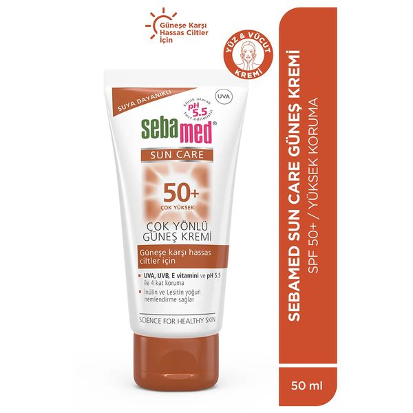 Sebamed Sun Care UVA UVB Filtresi E Vitamini Üçlü Yüksek Koruma Çok Yönlü SPF50 50 ml Güneş Kremi