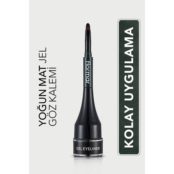 Flormar 004 Yeşil Özel Fırça Başlıklı Yoğun Pigmentli Mat Jel Eyeliner