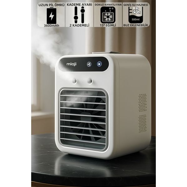Mioji Mio AC4 3600 mAh Taşınabilir Buharlı Buzlu Nemlendirici Hava Soğutucu Vantilatör