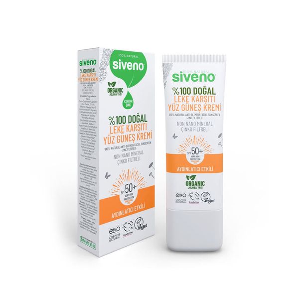 Siveno 30 ml SPF50+ Doğal Leke Karşıtı Güneş Kremi