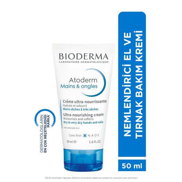 Bioderma 50 ml Atoderm Hand Nail Cream El Kremi Kuru Cilt Onarıcı Nemlendirici