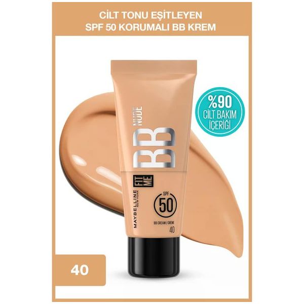 Maybelline New York Fit Me 40 Nude Cilt Bakımı Etkili Nemlendirici SPF50 BB Krem