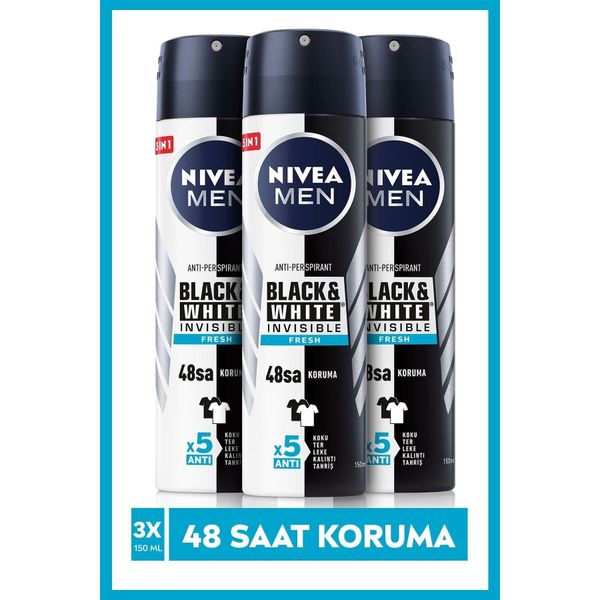 Nivea Men Invisible Black White Fresh 3x150 Ml Deodorant