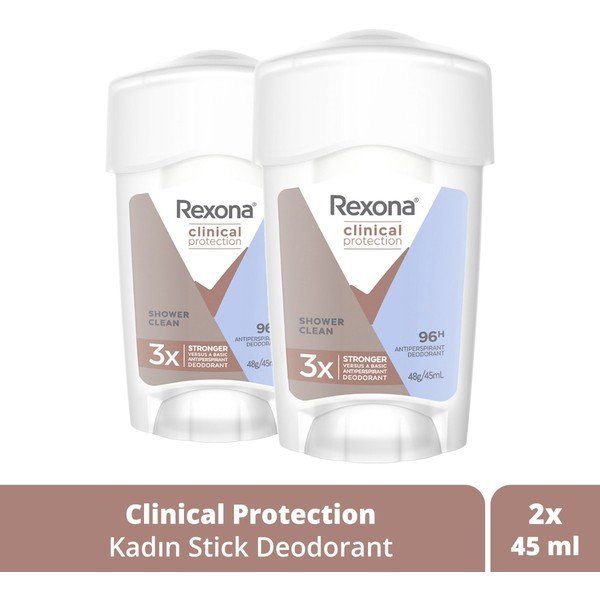 Rexona Clinical Clean Stick Clinical Protection Shower 2x45 ml Kadın Stick Deodorant