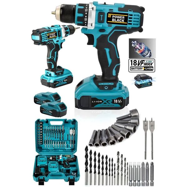 Power Black Pro Germany Technology Çift Akü 30 Parça Şarjlı Matkap