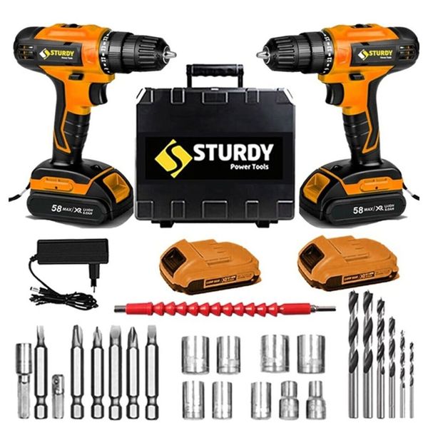 Sturdy New Seri 54 V 8 Ah Metal Şanzumanlı Calm Li-Ion Çift Akülü Matkap
